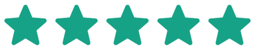Cinq étoiles vertes alignées horizontalement.