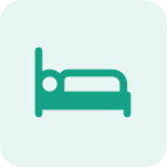 Icône de lit sur fond vert.