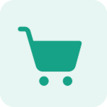 Icône de chariot de shopping sur fond vert.