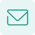 Icône enveloppe sur fond vert.