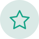 Icône d'une étoile verte dans un cercle gris clair.